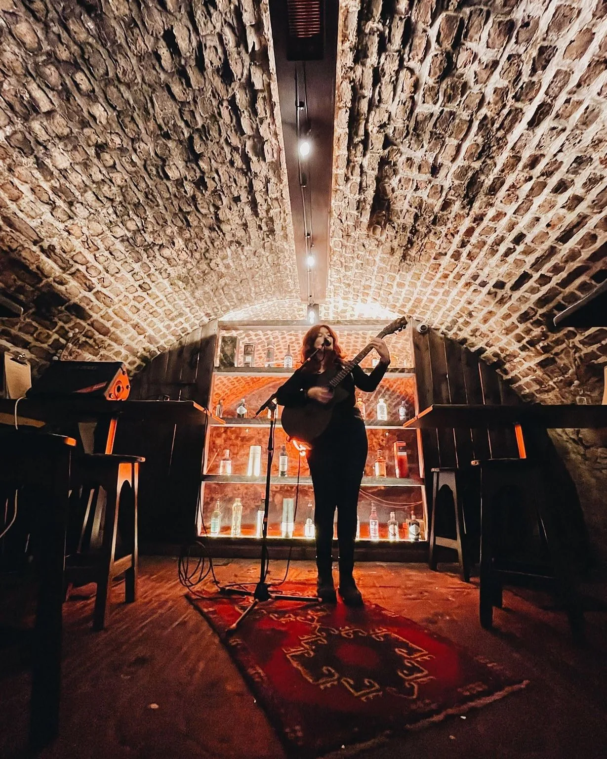 Live music under the brick arches at The Old Workshop, Aberdeen